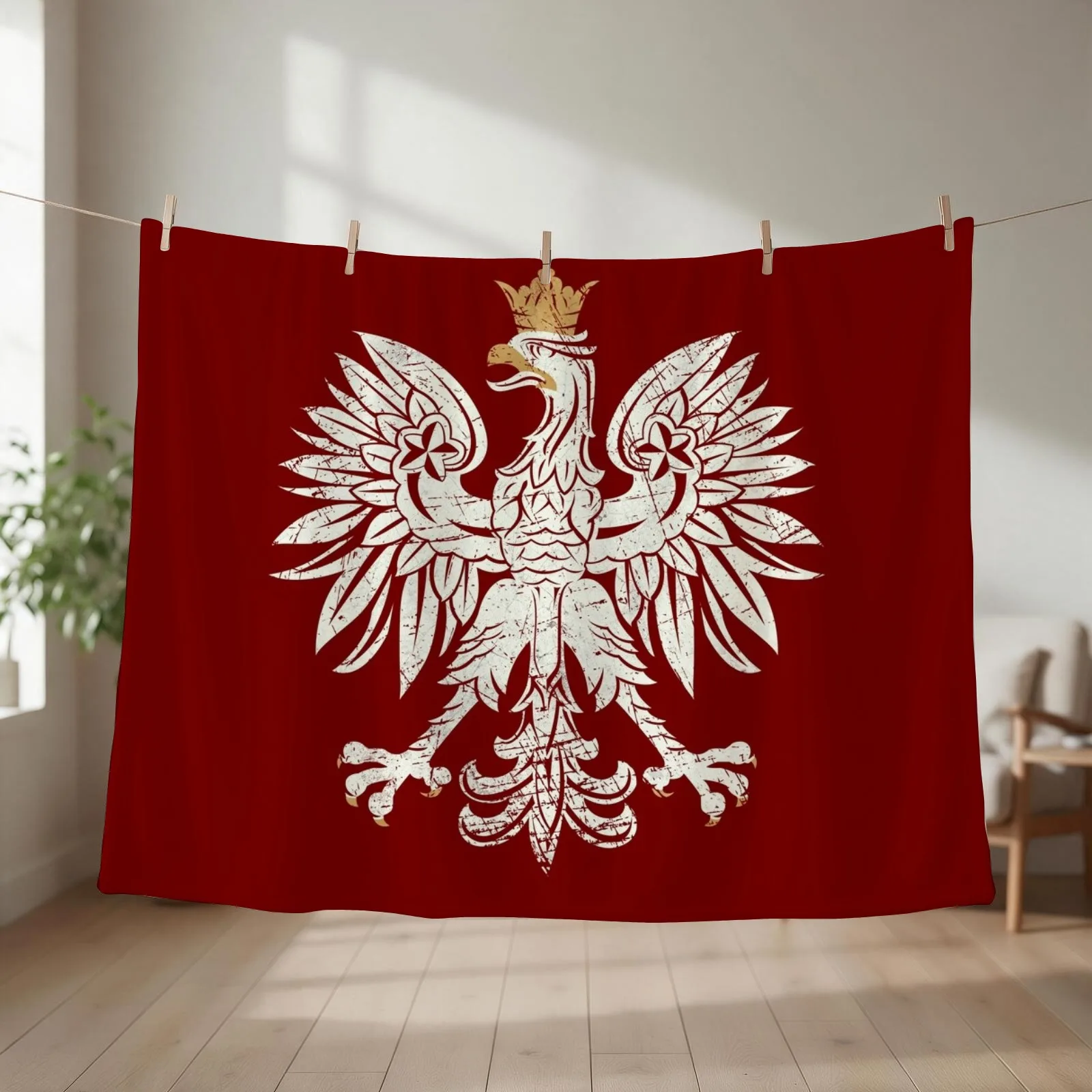 Polish Eagle Shield V01 Throw Blanket couch cozy soft plush fuzzy picnic outdoor blanket