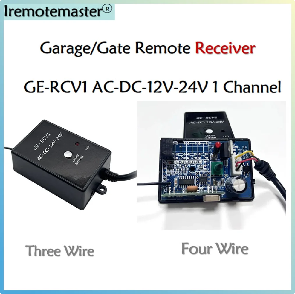 GE-RCV1 AC-DC-12V-24V 1 Channel Garage/Gate Remote Receivers 433.92mhz rolling&fixed Code