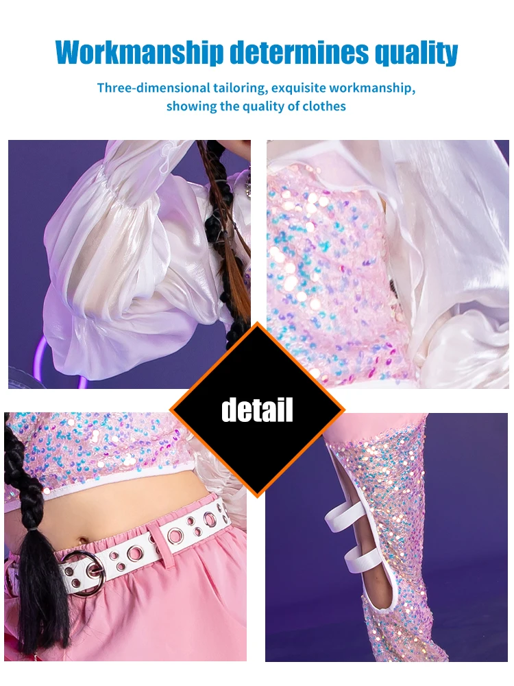 K-PoP Clothes Jazz Dance Costume Set Kids Fashion Sequins Show Costumes Girls Catwalk Fashion Outfits Kids Hip Hop Hip Hop Dance