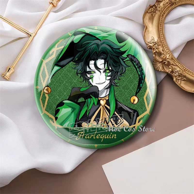 The Freak Circus Brooch Pierrot Harlequin Collection Badge Decors Halloween Clown Game Button Pins Round Related 58mm 75mm view 5
