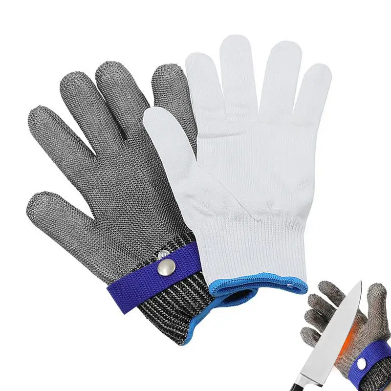 Guantes de cocina resistentes a Cortes, guantes de trabajo de seguridad para alimentos, higiénicos y cómodos, de nailon blanco