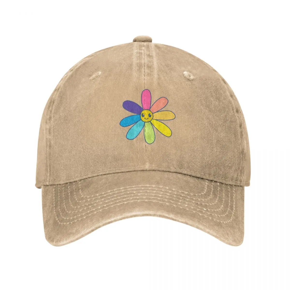 Cute Hand Drawn Rainbow Flower Baseball Cap Hood Sun Cap Girl Men's