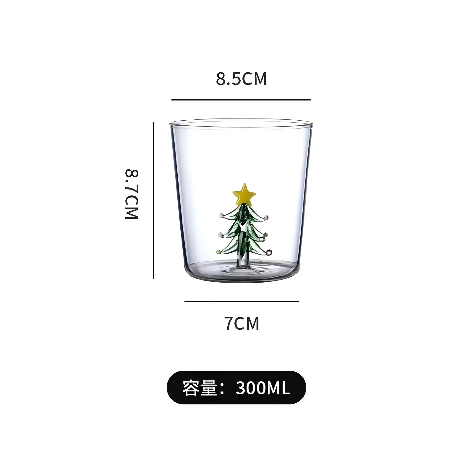 YWDL 1/2/4PCS 3D Patterns Christmas Glass Cup Coffee Wine Mug Xmas Szklane kubki do dekoracji wnętrz Prezent świąteczny 300ml