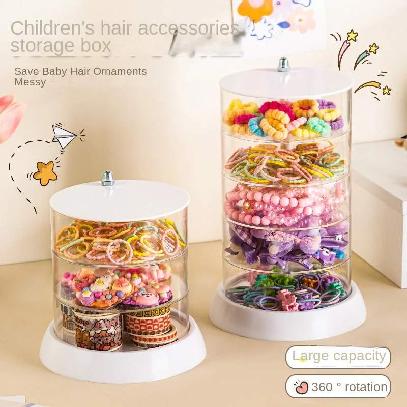 3913 Children'S Hair Accessories Storage Box Multi-Layer Rotating Hair Clip Finishing Girl'S Hair Rope Rubber Band Jewelry Box