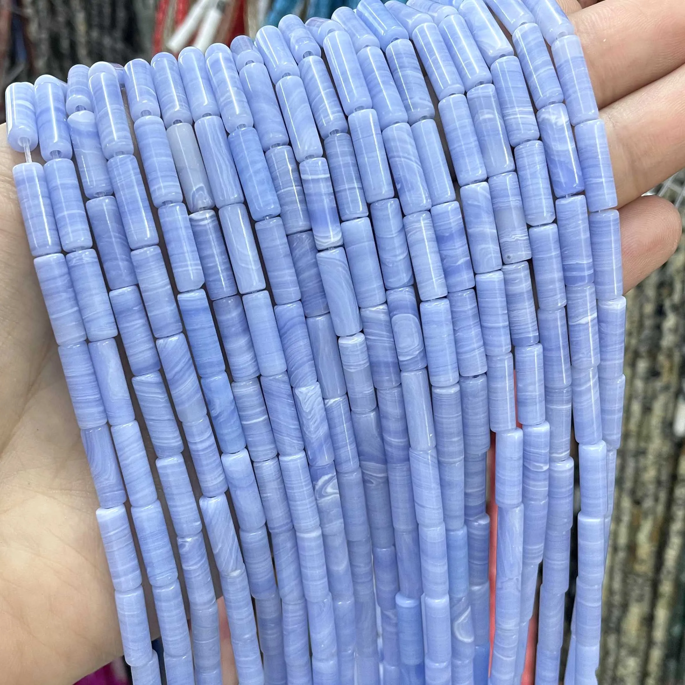 4*13MM Natural Stone Jaspers Agates Howlite Turquoises Amazonite Tube Loose Beads For Jewelry Making Diy Bracelet Necklace