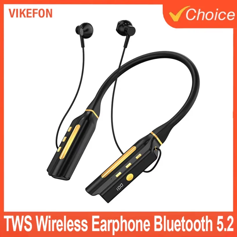 

TWS Wireless Earphone Bluetooth 5.2 Headphones 10000 hours Playback Neckband Headset TF Card Earplugs With Mic As Power Bank