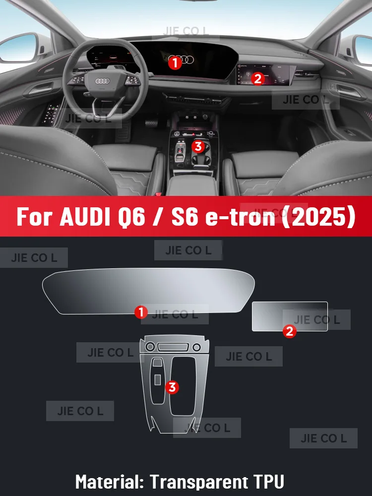 For AUDI Q6 S6 E-Tron 2026 Anti-scratch Car Door Center Console Media Dashboard Navigation Car Accessories TPU Protector Film