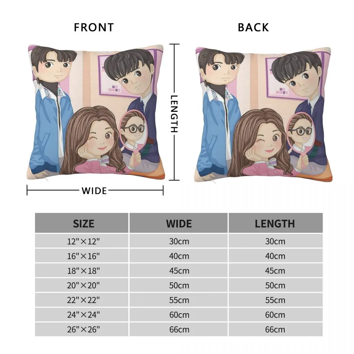 True Beauty Tv Drama Hwang In Youp Cha Eun Woo Square Pillowcase Cushion Cover Pillow Case Throw Pillow Cover for Home Bedroom