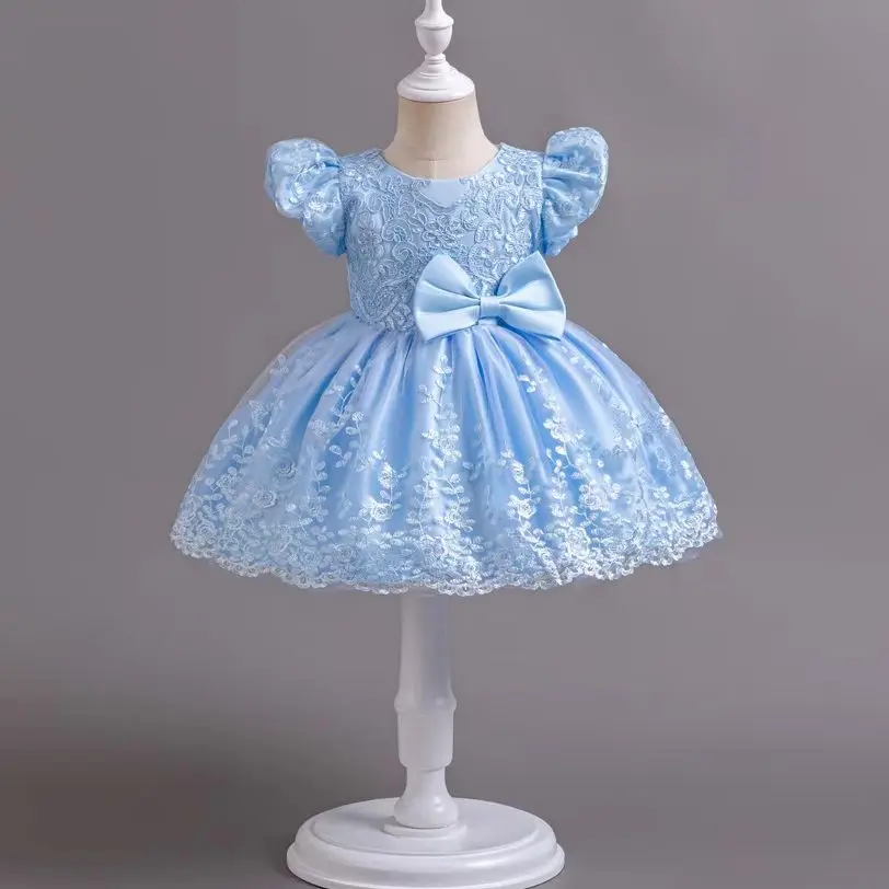 HETISO Vintage Lace Backless Party Dress for Girls Summer Baby Princess Short Gown Ages 1-6