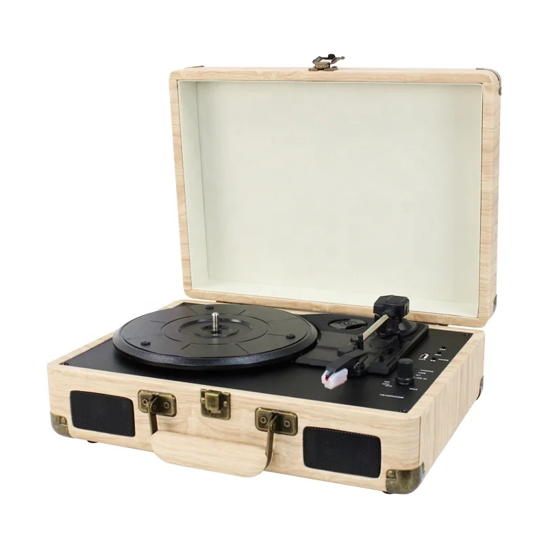 Wholesale Portable Gramophone Vinyl Record Player Auto Stop Turntable Player With Earphone Jack