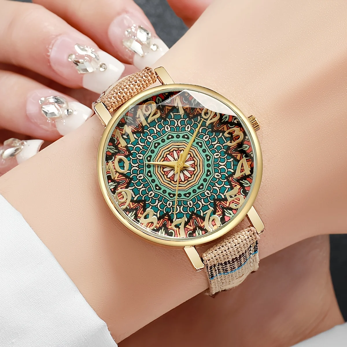 Women's Gift Watch, Personalized Creative Digital Dial Trendy Fashion Quartz Wristwatch Combination Set (3pcs/set)