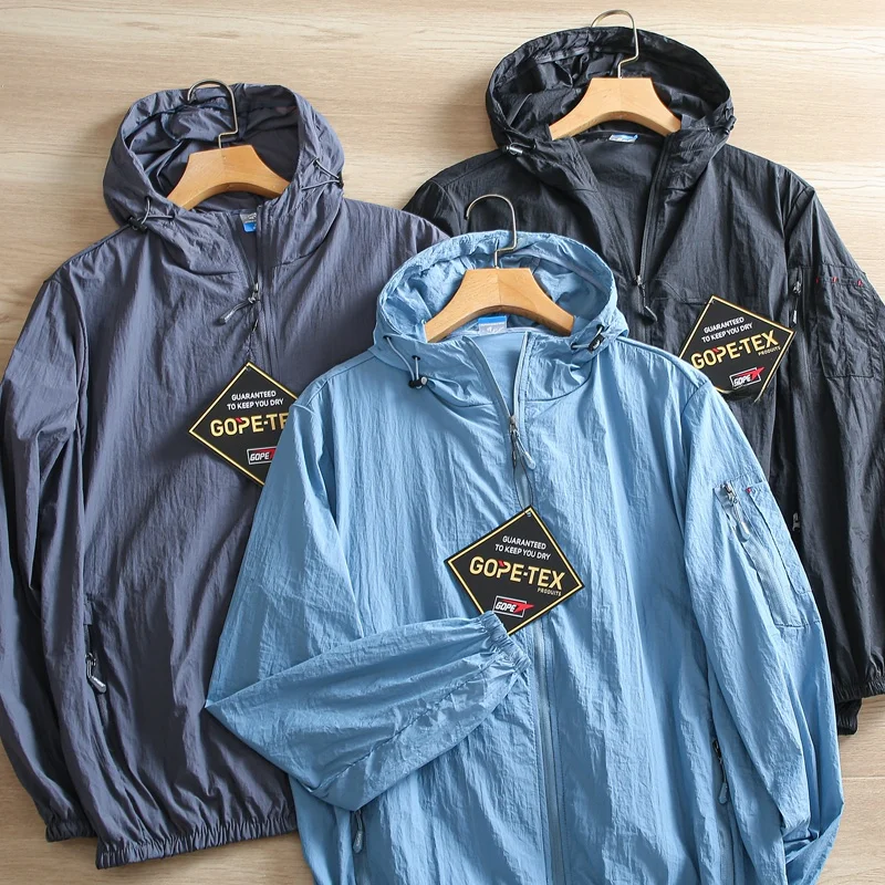 

Men's Outdoor Sports Jaet UPF50 Sun Protection Ultra-Thin Breathable Qui-Drng Waterproof Hooded Lightweight Summer Coat