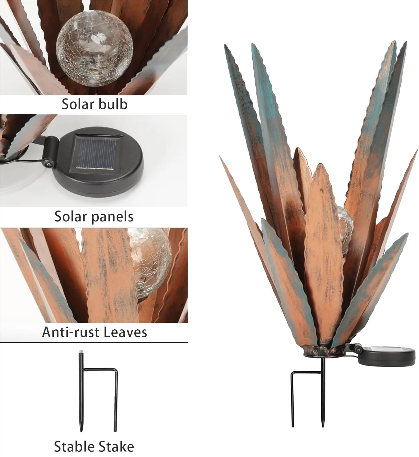 Borboleta jardim arte decoração painéis solares, anti-ferrugem folhas, estaca estável, lâmpada solar, 50pcs