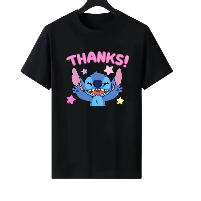

Disney Stitch Pattern Print Woman Sporty Round Neck Parent-child Clothing Ladies Cheap Y2k Short Sleeves T-Shirt Men Sweatshirts