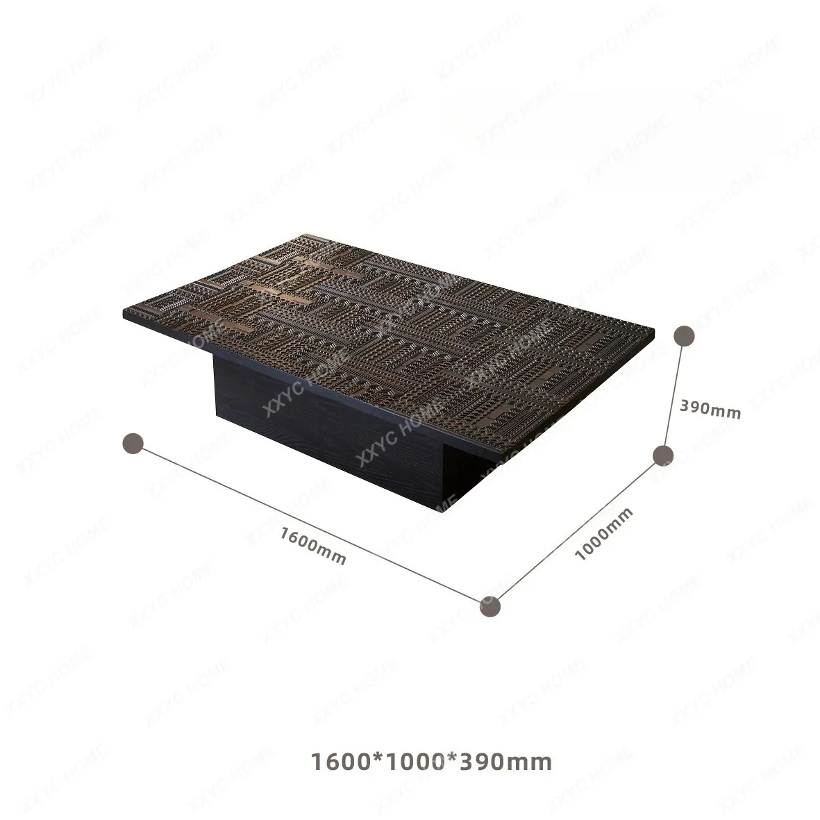 Retro coffee table light luxury high sense solid wood carving flower home living room minimalist high-end designer