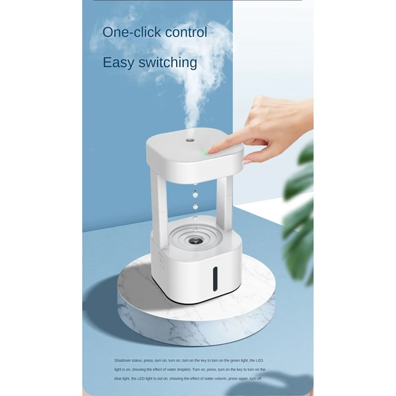مرطب USB محمول قطرة ماء ، ناشر مضاد للجاذبية ، صانع ضباب عطري لغرفة النوم ، ضوء أبيض ، متين ، من من من من من الخارج