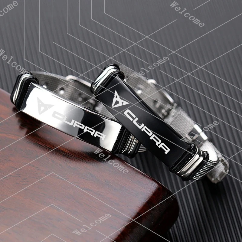 Pulsera ajustable de acero inoxidable con emblema de coche, regalo para mujeres y hombres, para Seat Cupra Ateca Born Leon IBIZA Raval Formentor