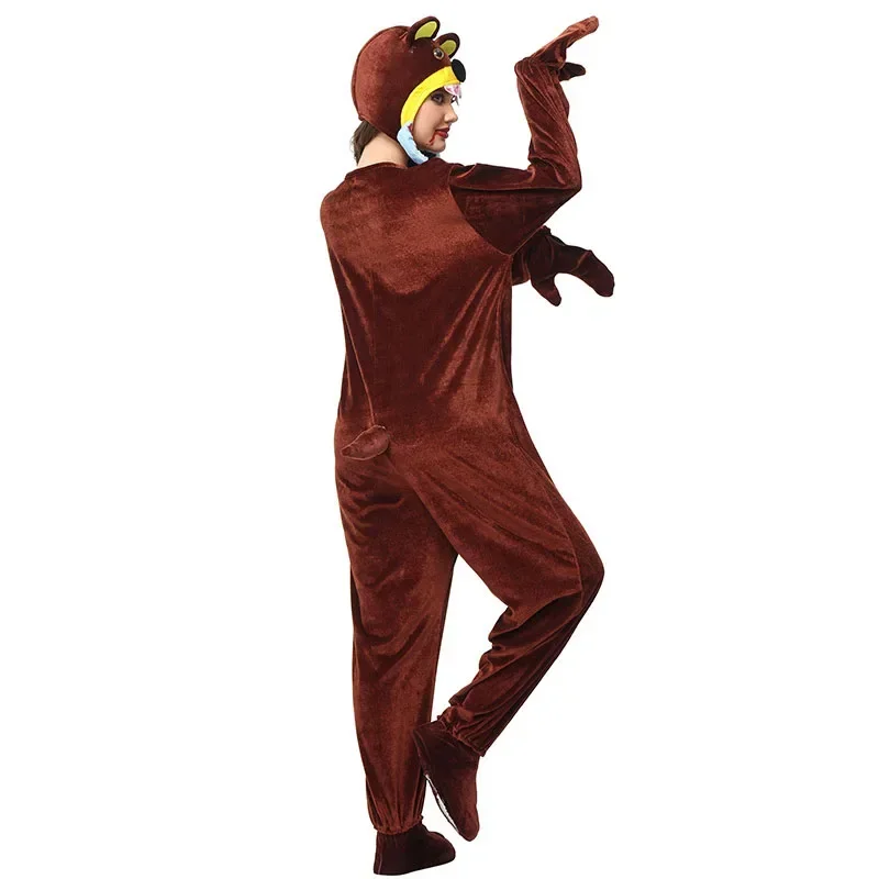 Unisex Adult Man-eater Bear Animal Jumpsuits Pajama Child Brown Bear Family Costume Halloween Baby Tedy Bear Costume