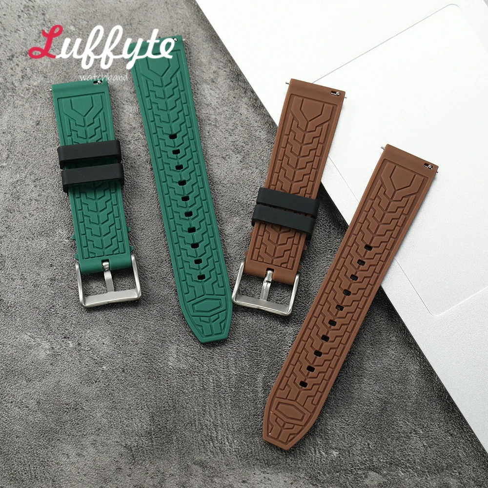 الرياضة سيليكون حزام 20 مللي متر 22 مللي متر 24 مللي متر الإفراج السريع ساعة مطاطية الفرقة العالمي الرجال النساء سوار مزدوج اللون