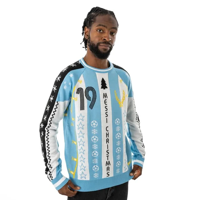 New Argentine Messi No. 19 Christmas-style Ugly Sweater Farewell Match Fan Commemorative Sweatshirt Men's Party Party Warm Top