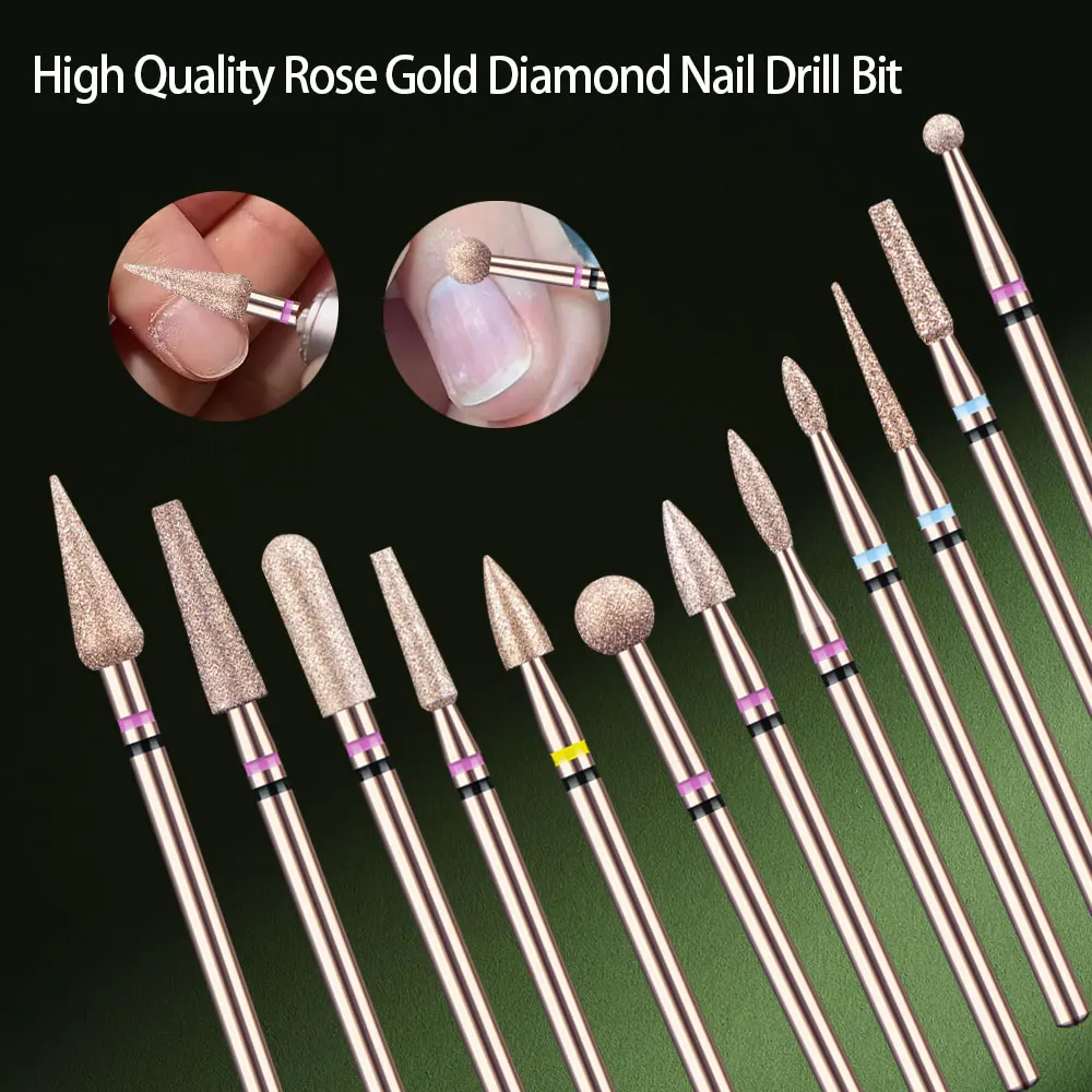 1Pcs Hohe Qualität Rose Gold Diamant Nagel Bohrer Für Maniküre Grat Häutchen Abgestorbene Haut Sauber Maniküre Bohrer Zubehör