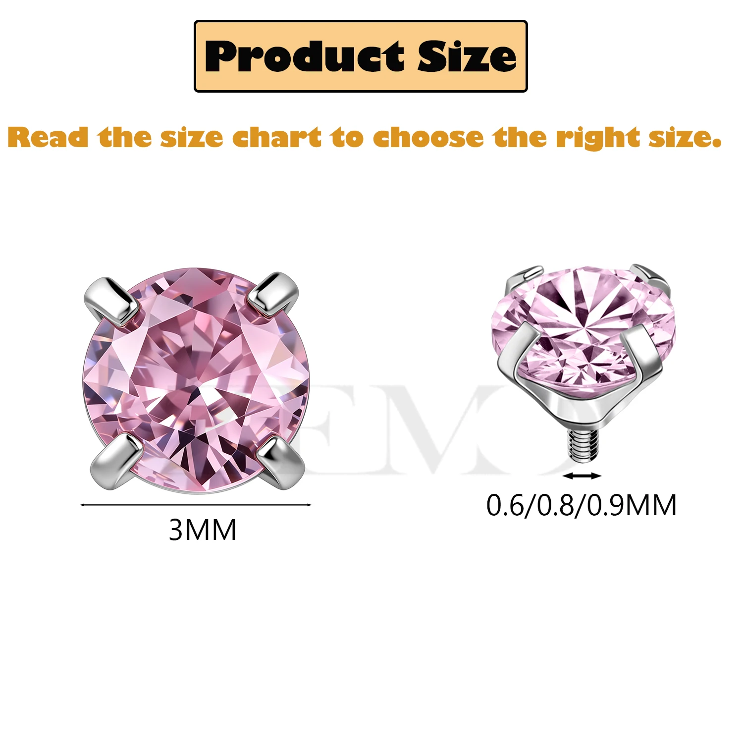 ZEMO 1 Piece Stainless Steel Colorful Dermal Anchor Tops CZ Crystal Micro Dermal Piercing Skin Surface Ear Lip Nose Piercing 3MM