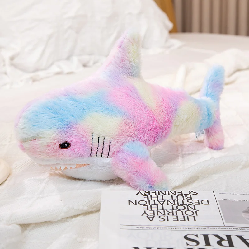 45/60cm Colourful Cute Shark Plush Toy Soft Stuffed Speelgoed Animal Reading Pillow for Birthday Gifts Cushion Doll Gift