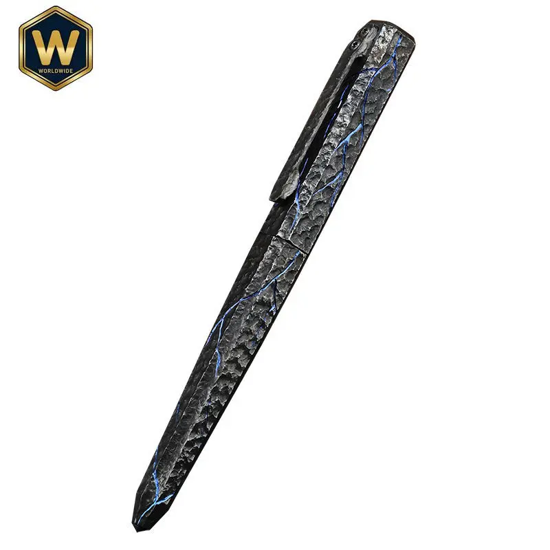 Handmade Carved Titanium Alloy Tactical Pen, Split Rock Tungsten Steel Self-Defense Pen , Self-Defense Signature Pen EDC