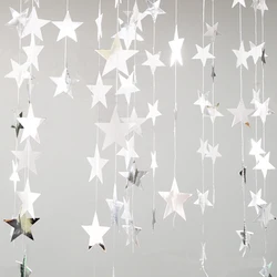 4m Shimmer Long Banner Baby Shower Gold/Silver Shining Star Bunting Wedding Birthday Party Decoration Children Room Decors