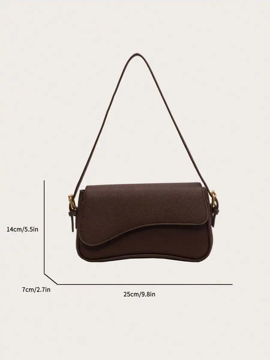 

Brown Flap Shoulder Bag For Women, Casual Style, Autumn Winter