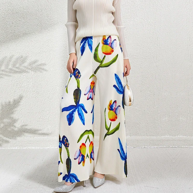 

SMVP Women Wide-legged Pants 2025 Spring Fall New High-waisted Pattern Printing Design Loose Casual Female Pants Plus Size