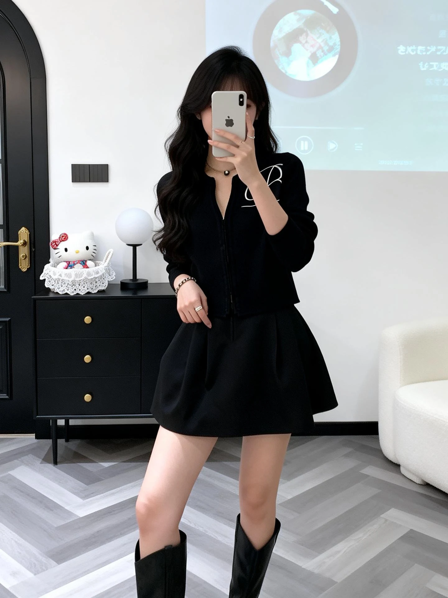 

Fashionable Knitted Set High Waist Long Sleeve Women's Clothing Spring Autumn New Style Two-Piece Suit V-Neck Casual Commute