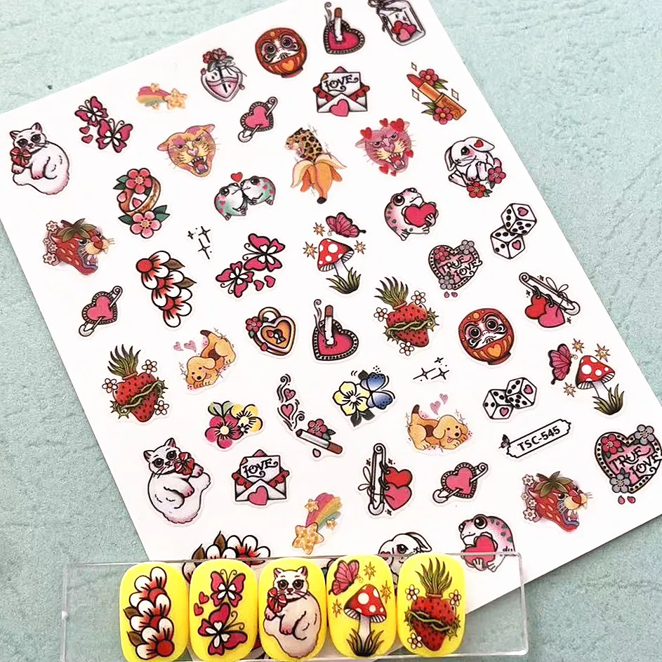 

Newest Cute Fish Flower Design 3D Self Adhesive Back Glue DIY Manicure Decoration Tips Nail Stickers TSC 534