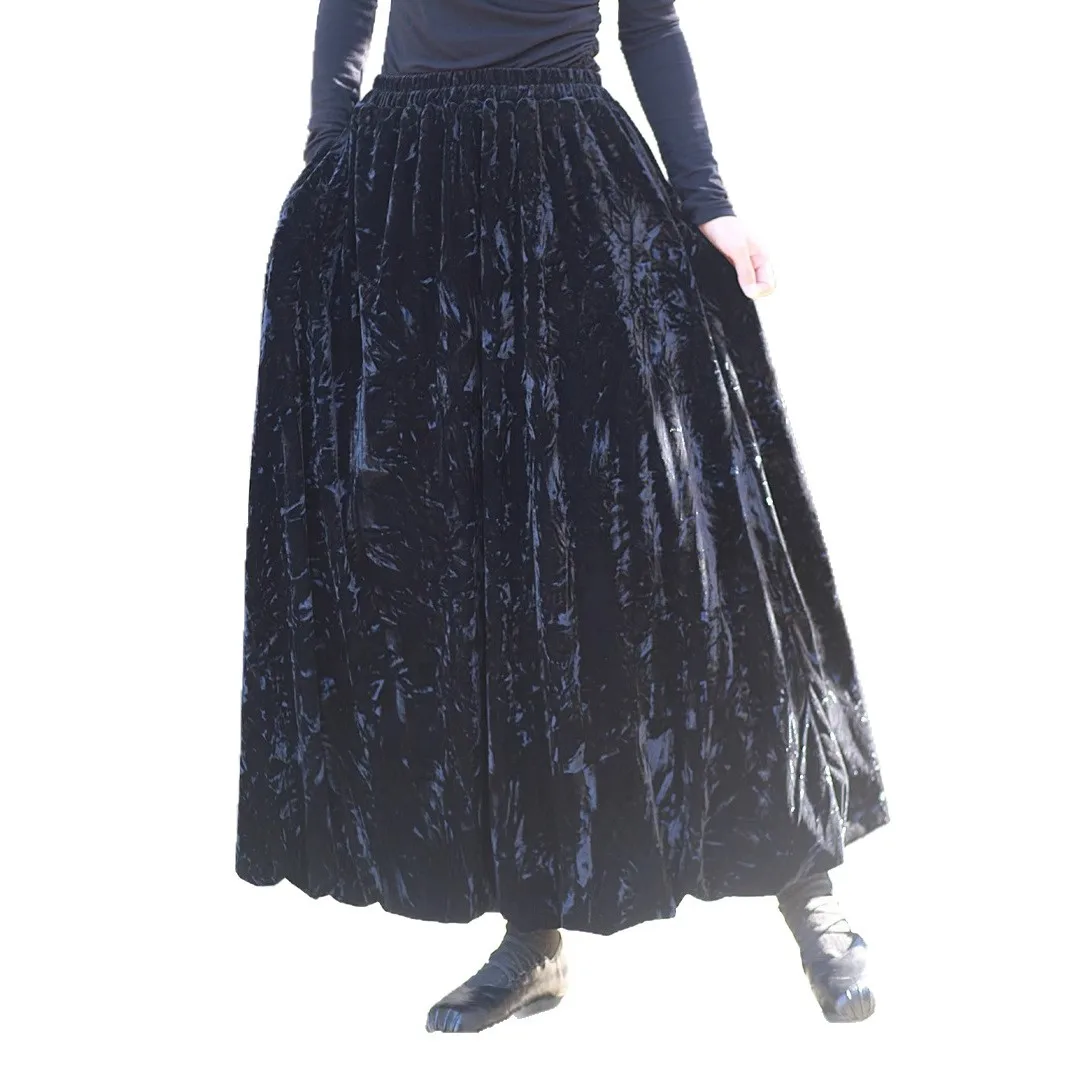 Falda midi de terciopelo con pintura de tinta teñida anudada de estilo chino cálido, falda completa estilo retro versátil