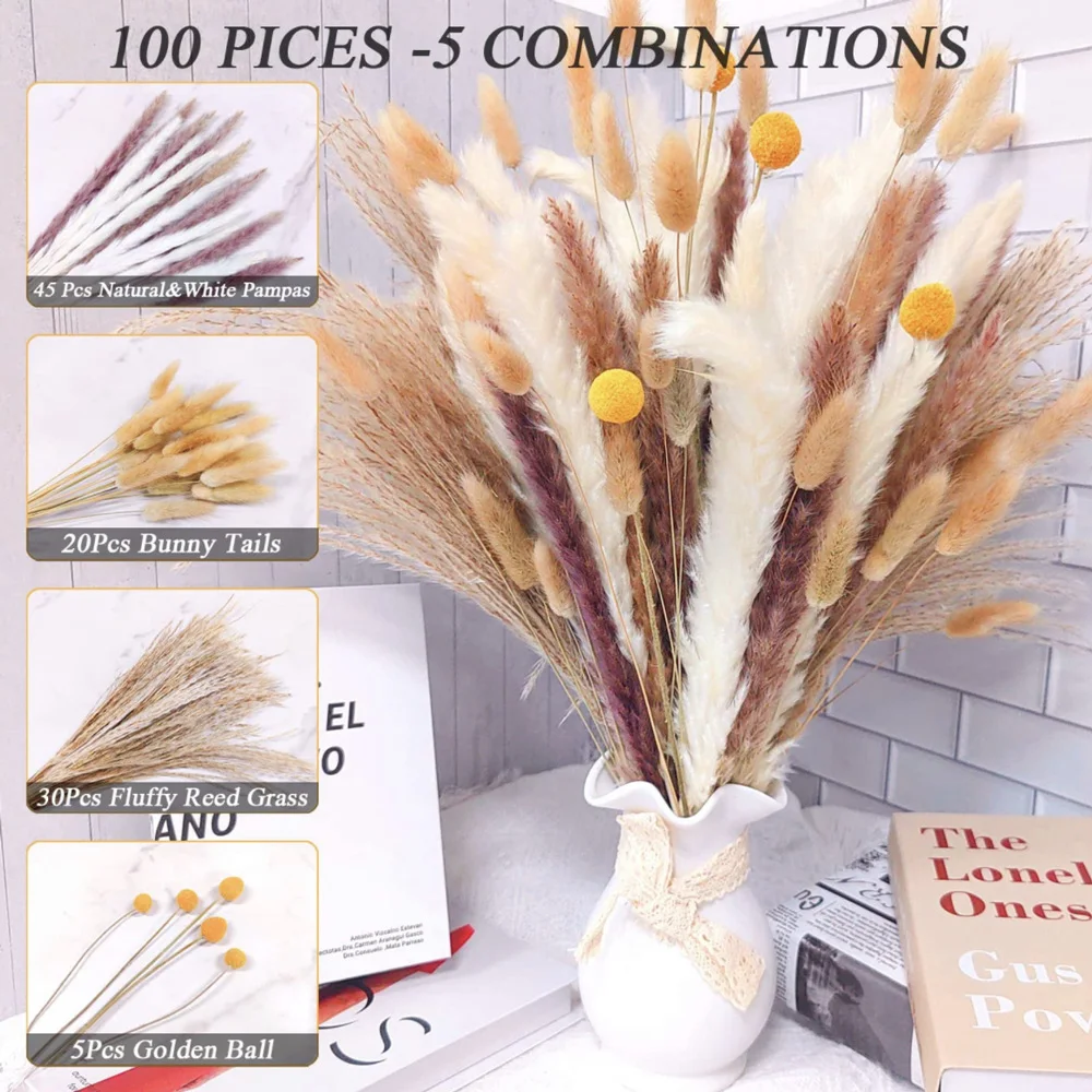 

15Pcs Dried Small Pampas Grass Flowers Pantas Artificiales Para Decoracion Real Plants Home Decor Wedding Decoration