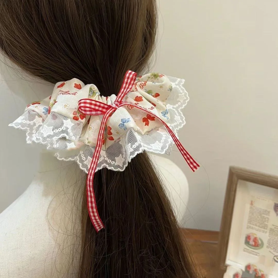 Garden style small fresh strawberry square hair circle girl day simple square towel large bowel circle Sen female sweet