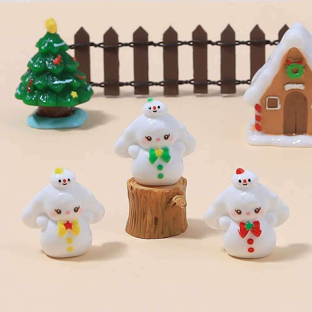 10pcs/lot Mini Christmas Figurines Fairy Garden Resin Miniature Snowman Knick-knacks Micro Landscape Home Decorations