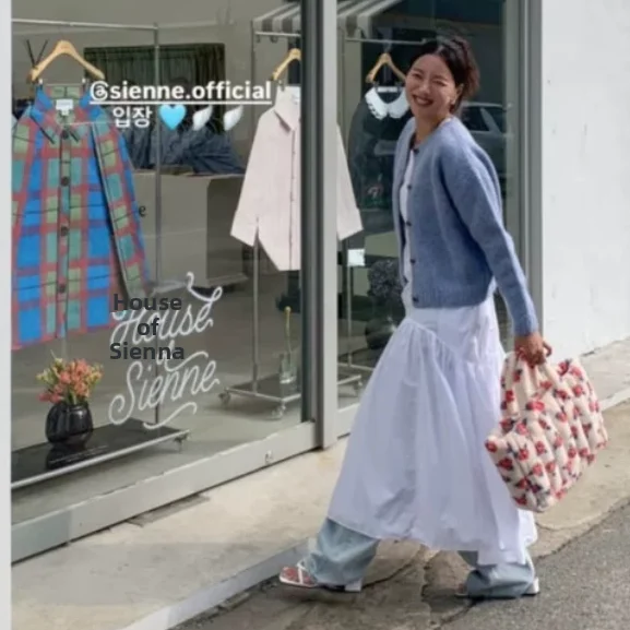 

Dongdaemun Sienne Thiened Woolen Knitted Cardigan round Ne Casual Sle Women's Long Sve Winter Faion Korean Loose Fit