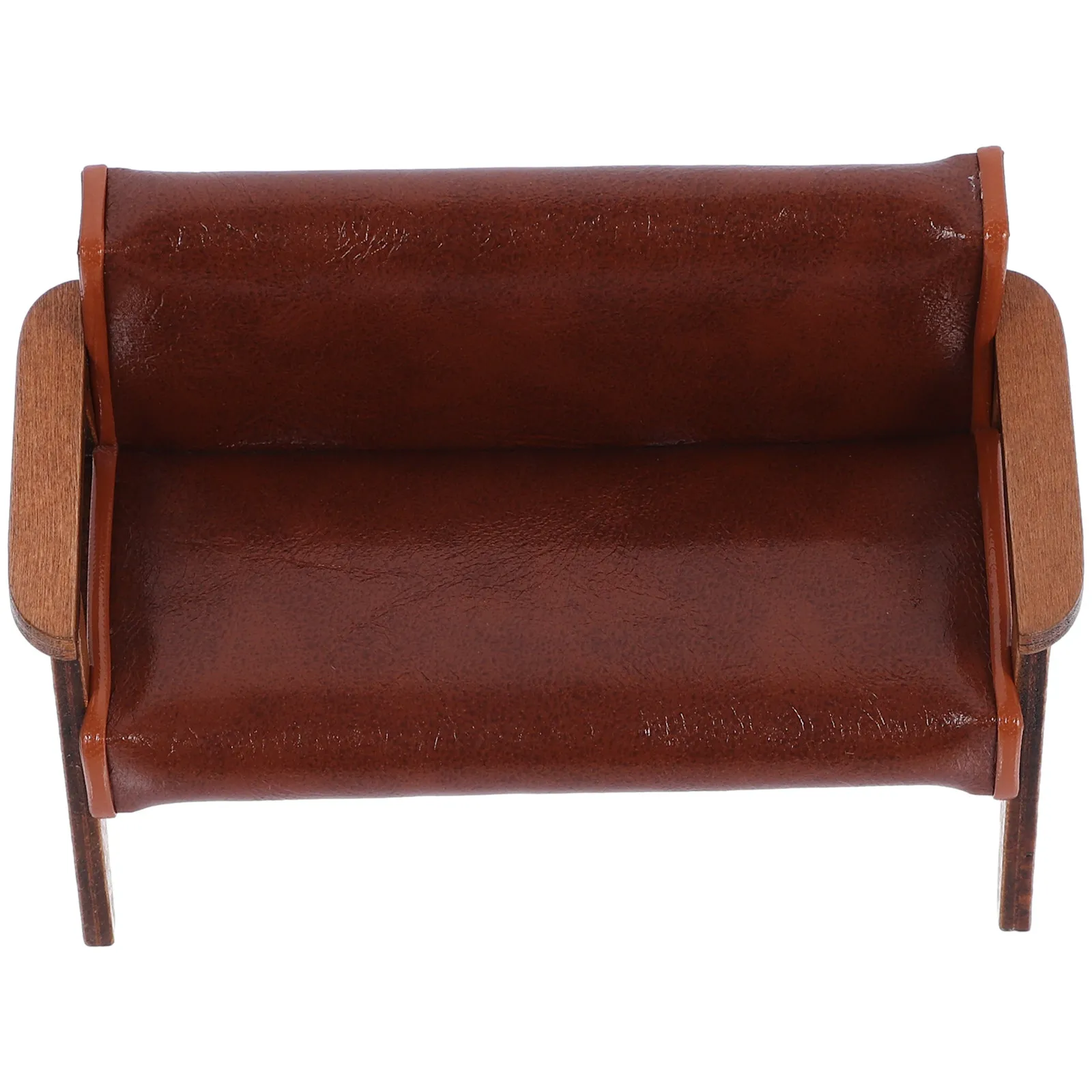 

Миниатюрное деревянное кресло-диванчик из ПУ в винтажном стиле, удобное декоративное кресло для миниатюрного дома или сцены