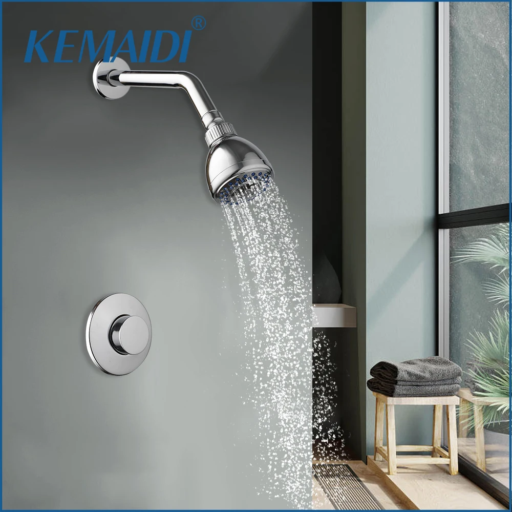 KEMAIDI Commercial Outdoor Shower Kit,Outdoor Shower Fixture System Push Handle Shower Faucet for Bathroom or Beach Wall Mount