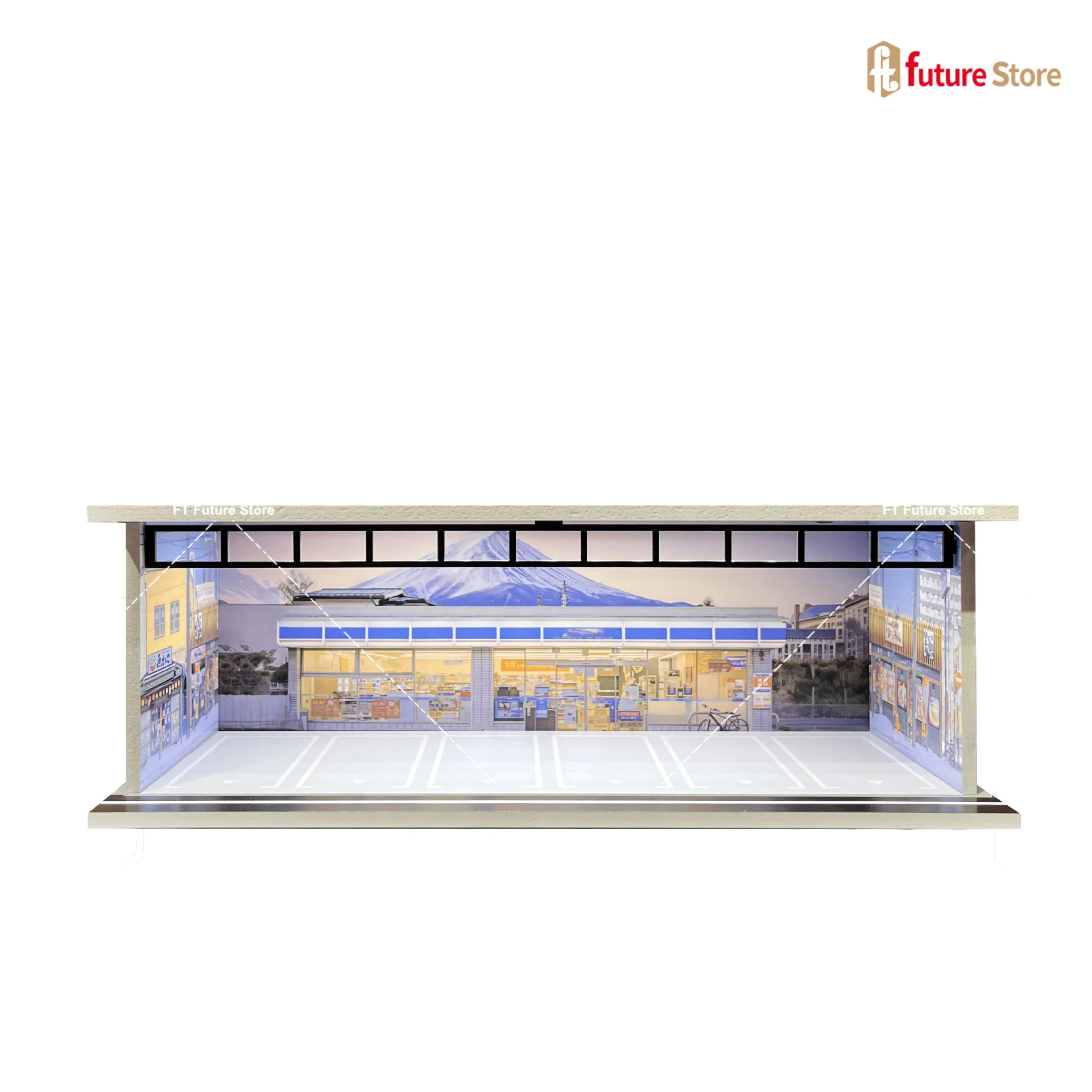 1/64 Schaal Garage Scène Model Verlichting Gemonteerd Parkeerplaats Diorama Parkeerplaats voor Miniaturen Figuur Auto's Display