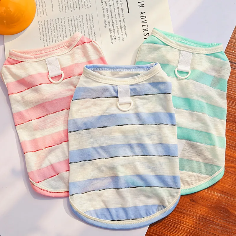 Summer Dog Cat Cooling T-Shirt Bamboo Cotton Thin Pet Clothes Anti-hair shedding Leashable Puppy Belly Protection Vest