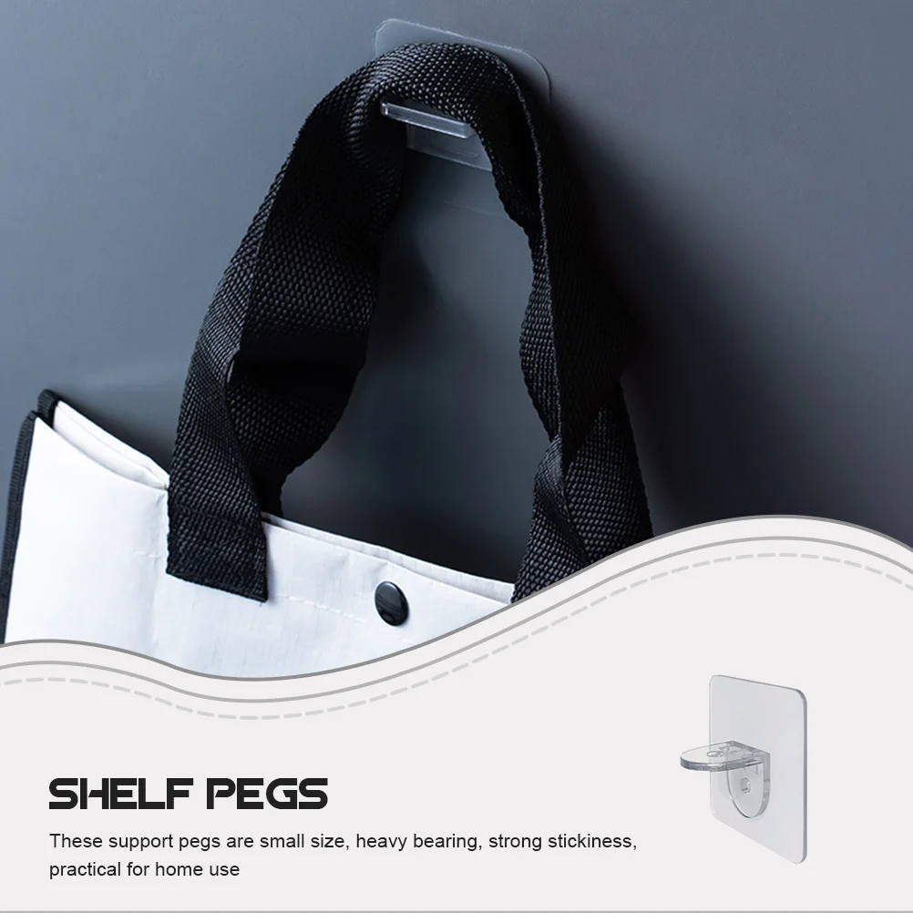 

16Pcs Punch-Free Shelf Support Pegs Wardrobe Partition Brackets Strong Adhesive Pegs Space-Saving Hooks for Home Use