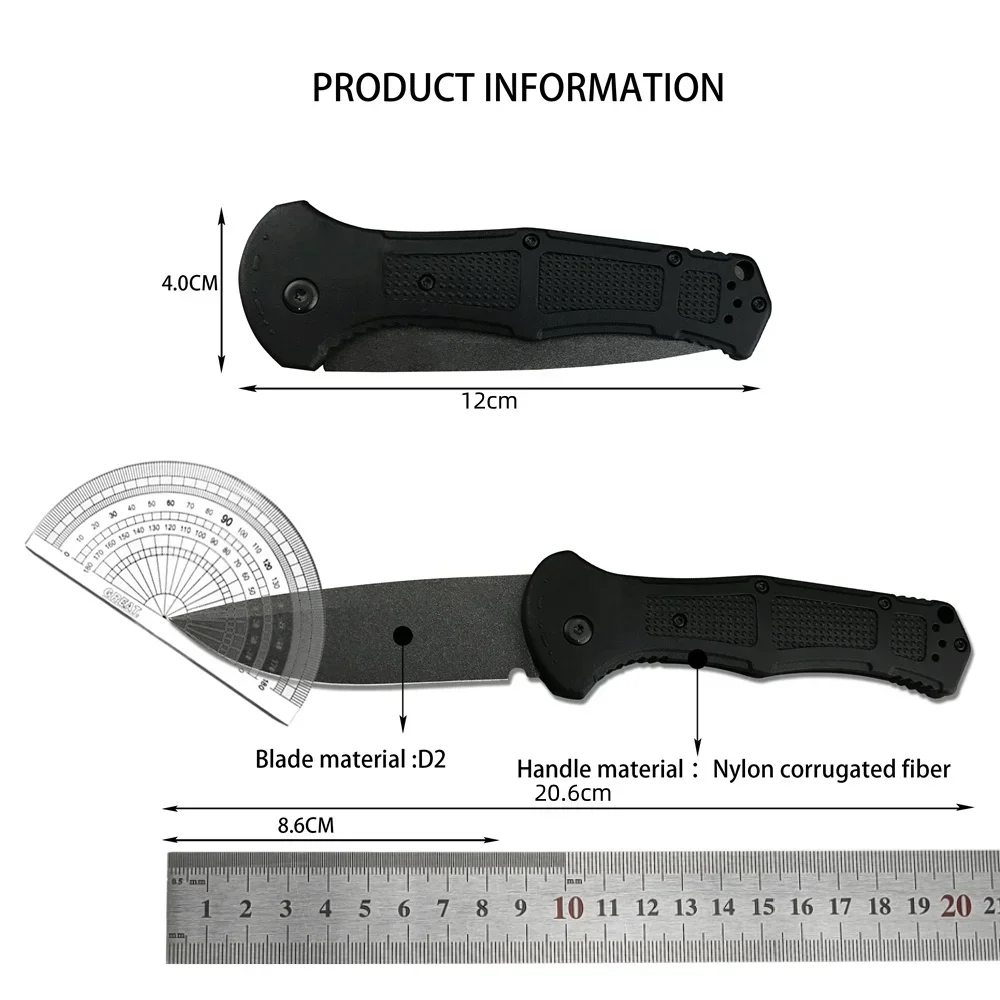 BM 9070 Claymore Pocket pocket knife Nylon fiber handle D2 steel Outdoor Tactical Hunting Camping Hiking Survival EDC tool