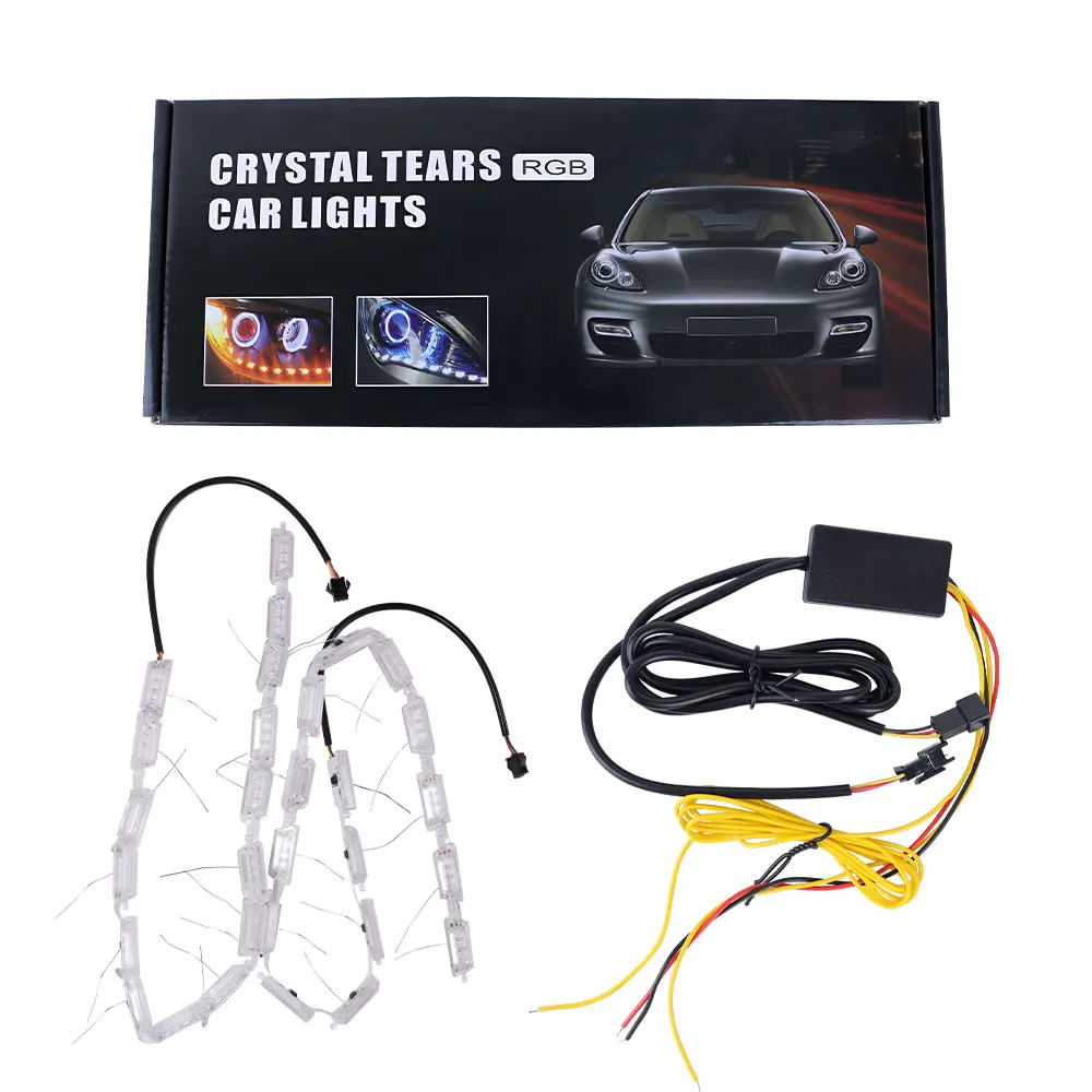 

2pcs Flexible LED Strip DRL Daytime Running Light Waterproof Sequential Flow Headlight Switchback Runners Corner Turn Signal