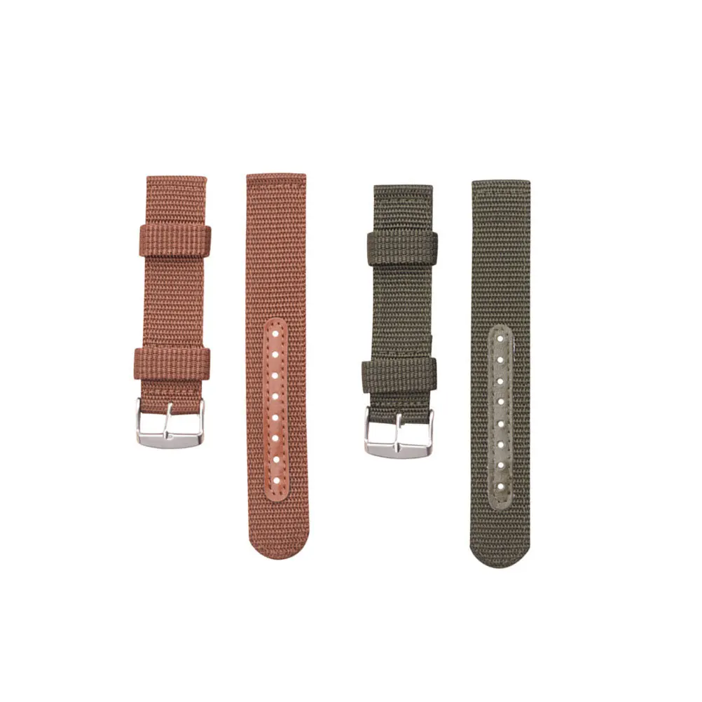 

2Pcs Nylon Watch Strap Breathable Durable Soft Comfortable Replacement Band Lightweight Watch Accessories Green Brown