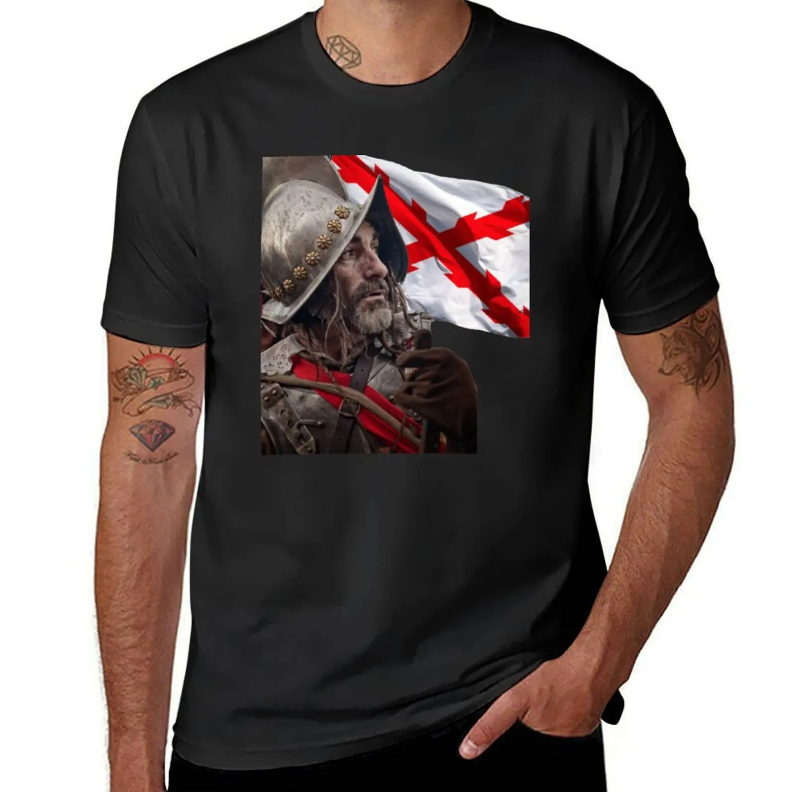 Camiseta de Tercio Morrión para hombre, ropa de anime, Camiseta lisa de gran tamaño