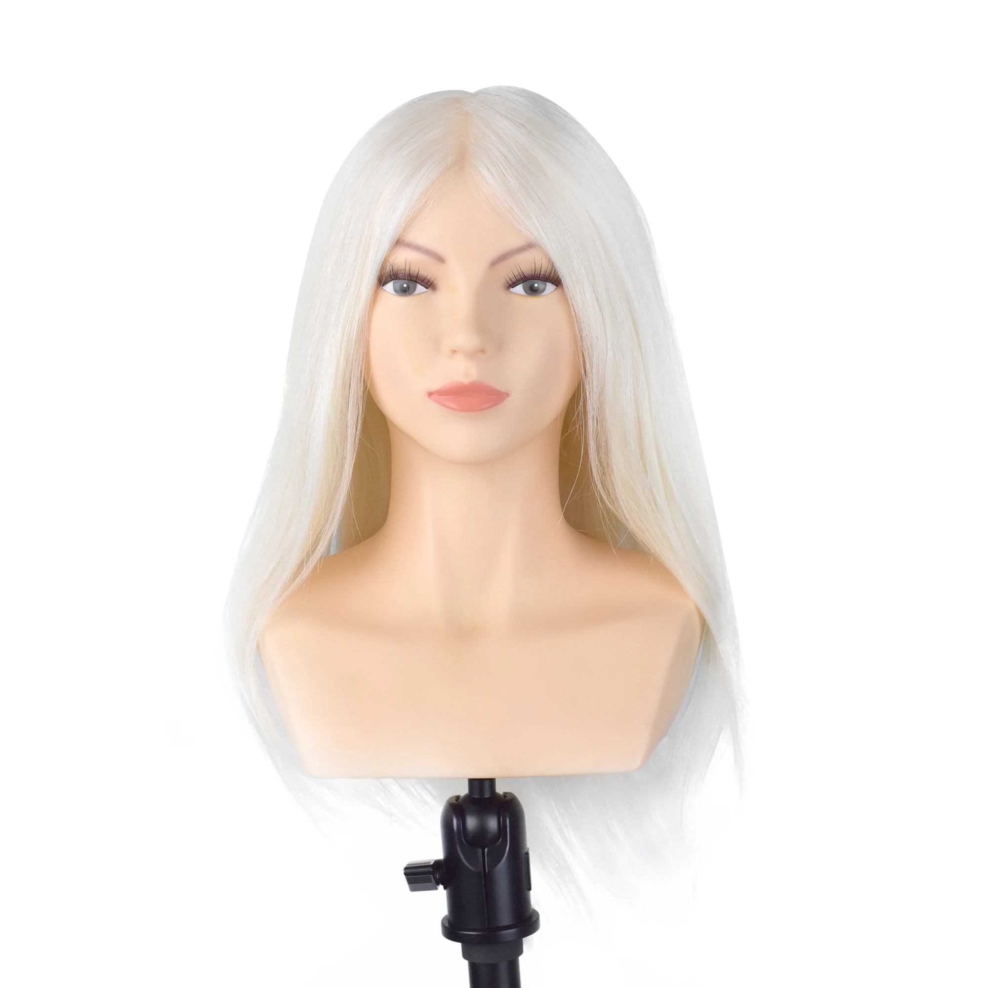 Mannequin-Head 40CM 16'' 100% White Goat Hair Competition Head Hairdressing Mannequin Doll Head for Hairdressers