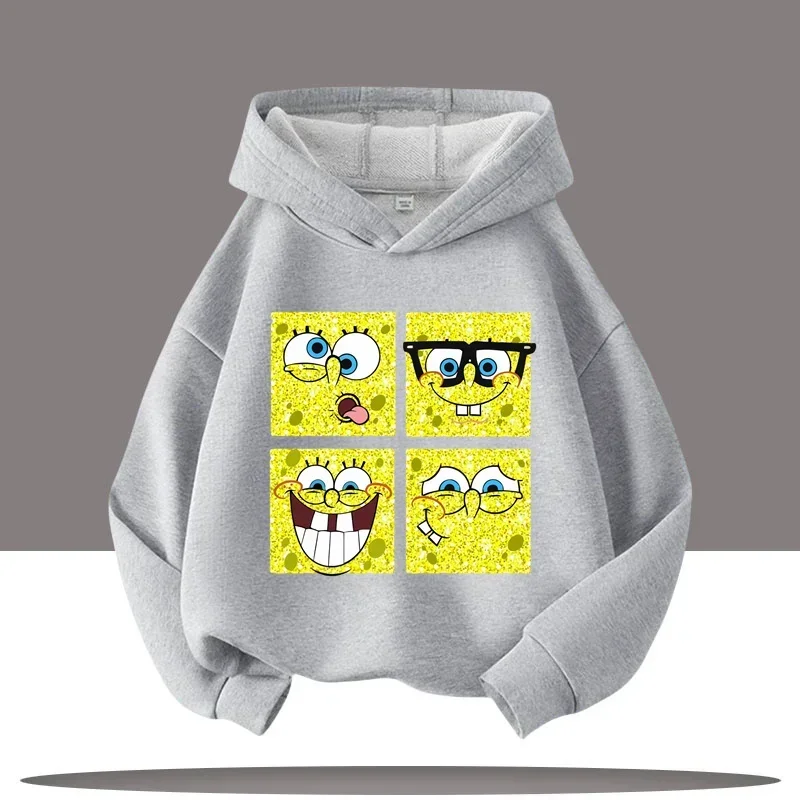 2025new ropa de otoño/invierno con estampado de dabjos animados de Bob Esponja، Sudadera con capucha para niños، ropa deport