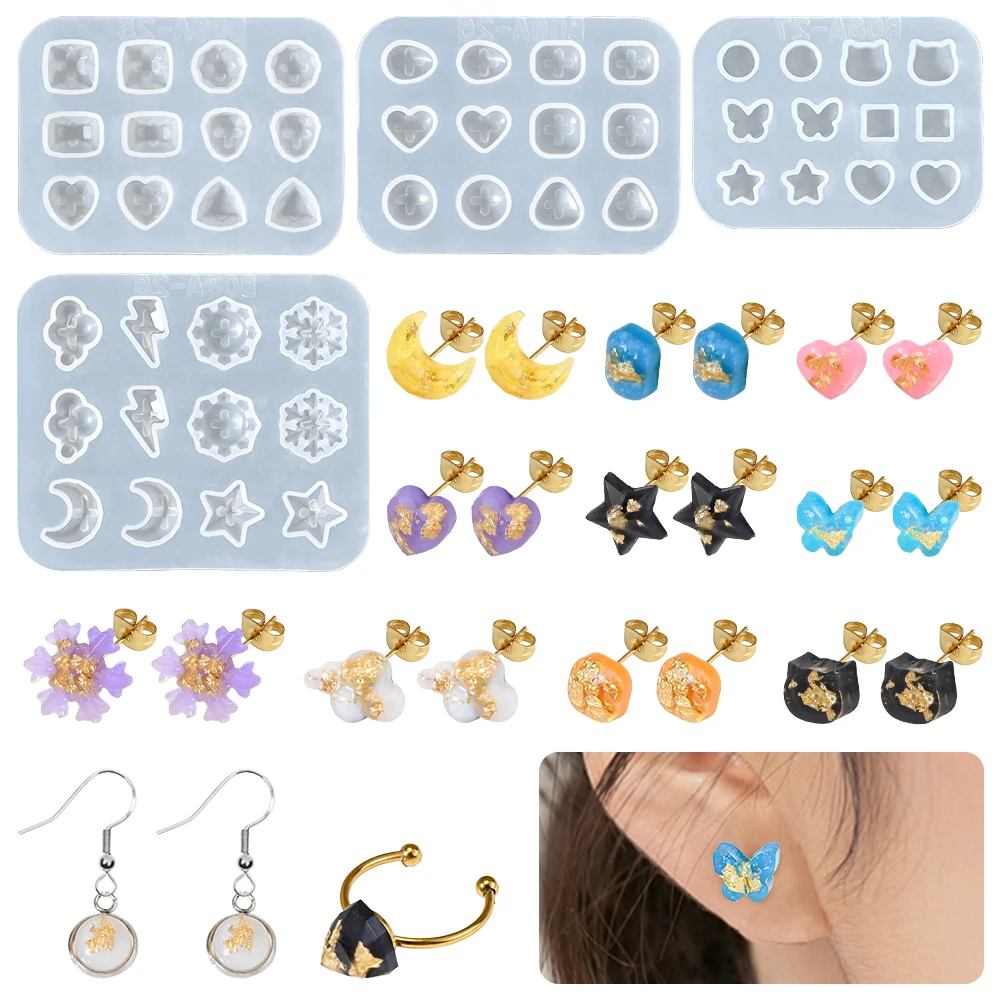SZ088 DIY серьги с луной и звездой, форма для литья из смолы, серьги, эпоксидные силиконовые формы, кольцо для лица, изготовление ювелирных украшений SZ088 DIY серьги с луной и звездой, форма для литья из смолы, серьги, эпоксидные силиконовые формы, кольцо для лица, изготовление ювелирных украшений